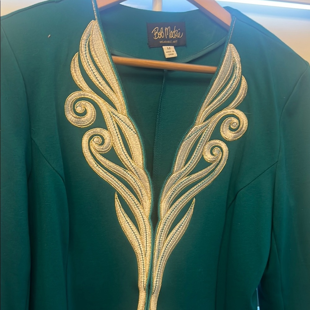 Bob Mackie Green Jacket with Silver Detailing